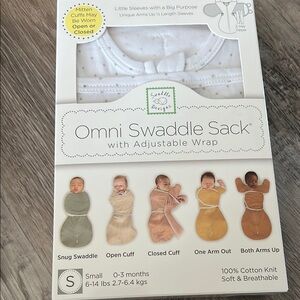 BNWT Unisex Swaddle Designs White Omni Swaddle Sack w/Adjustable Wrap (6-14 lbs)